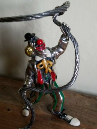 LOVELY SOLID 925 STERLING SILVER & ENAMEL ITALIAN CLOWN FIGURE VINTAGE ESTATE 3