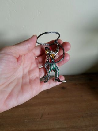 LOVELY SOLID 925 STERLING SILVER & ENAMEL ITALIAN CLOWN FIGURE VINTAGE ESTATE 4