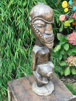Large Antique Tribal Art African Fertility Figure North West Zambia Or Zaire