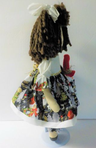 HANDMADE Primitive Raggedy Ann DOLL GLITTERING CHRISTMAS IN JULY/ SNOWMAN DOLL 5