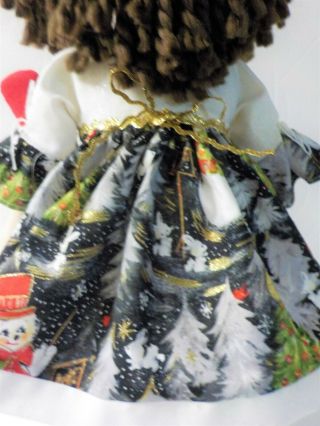 HANDMADE Primitive Raggedy Ann DOLL GLITTERING CHRISTMAS IN JULY/ SNOWMAN DOLL 6