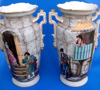 Well Painted Old Paris Vases Extra