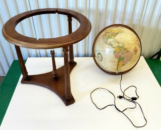 Rare Vintage Replogle Heirloom 16” two switch Lighted Library Globe floor stand 9