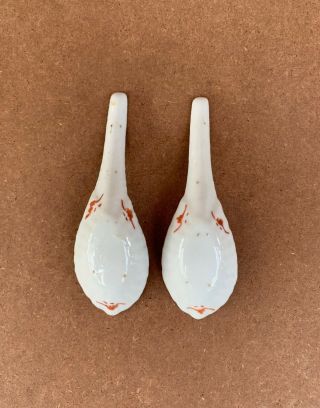 Antique Nyonyaware Straits Chinese Pair Grasshopper Spoons 2