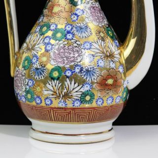 GORGEOUS ANTIQUE KUTANI RUYSHO RYUJO GOLDEN FLORAL PATTERN DESIGN TEAPOT 2