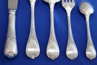 Christofle MARLY Silver - plate 5 - piece Place Setting FRANCE knife forks spoons TX 12