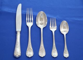 Christofle Marly Silver - Plate 5 - Piece Place Setting France Knife Forks Spoons Tx