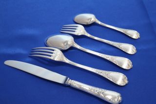 Christofle MARLY Silver - plate 5 - piece Place Setting FRANCE knife forks spoons TX 3