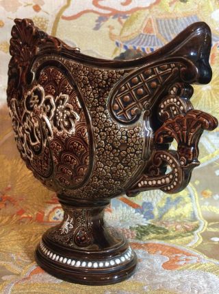 Antique Austrian Gerbing & Stephan Majolica Vase Compote Centerpiece Jardiniere 4