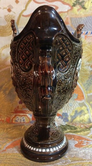 Antique Austrian Gerbing & Stephan Majolica Vase Compote Centerpiece Jardiniere 5