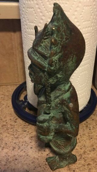 Vintage Antique African Tribal Statue Sculpture Figurine Bronze Cast Metal 7.  5” 3
