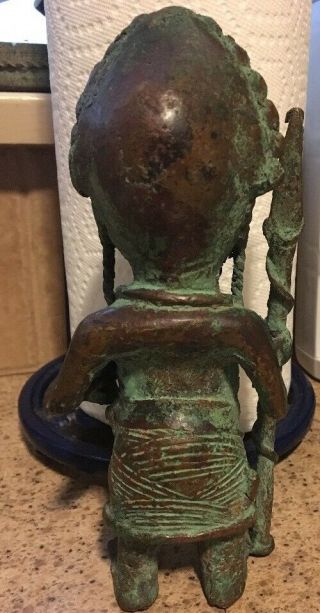 Vintage Antique African Tribal Statue Sculpture Figurine Bronze Cast Metal 7.  5” 4