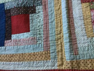 Antique log cabin in cotton and very well done hand stitched 6