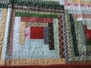 Antique log cabin in cotton and very well done hand stitched 8