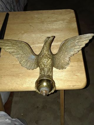 Vintage " American Eagle " Solid Brass Flag Pole Topper,  11.  25 X 5 Inch