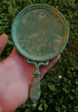Late Roman Bronze Mirror / Highly Decorated - 500/600 Ad - Rare