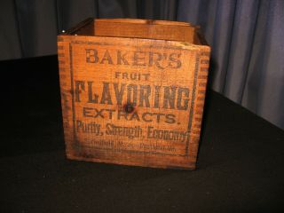 Vintage Baker’s Extract Company Wooden Box Crate Advertising Wood Box Joint