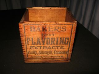 VINTAGE BAKER’S EXTRACT COMPANY WOODEN BOX CRATE ADVERTISING WOOD BOX JOINT 3