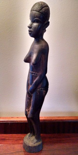Antique African Wood Statue Female Figure Fetish Carved Effigy Doll Sculpture14 "