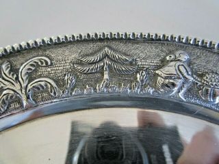 Indian Colonial Sterling Silver Tray / Salver,  Village,  Animal Scenes,  c1930 4