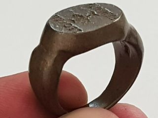 EXEPTIONAL EXTREMELY RARE ANCIENT ROMAN BRONZE SEAL RING/LEGION.  18,  8 GR.  20 MM 2