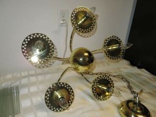 Hollywood Regency Sciolari Glass Rod & Brass 5 Waterfall Lights Chandelier 10