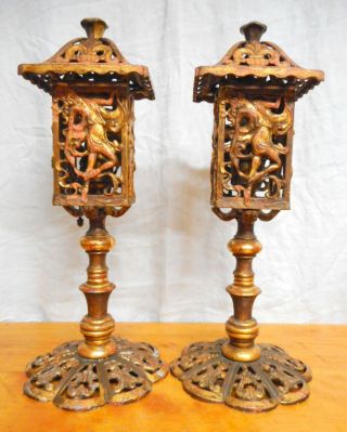 Pr.  Art Nouveau Style Metal Table Lamps Circa 1920 