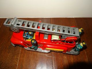 RARE VTG NOMURA FIRE ENGINE HOOK & LADDER TRUCK TIN LITHO TOY BATTERY OP FD 6097 6