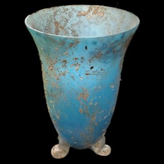 VERY RARE LARGE ANCIENT ROMAN BLUE GLASS VESSEL 1st Century A.  D.  (5) 2
