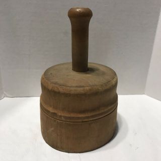 Primitive Antique Wood Hand Carved Butter Press Wheart Stamp Mold 5