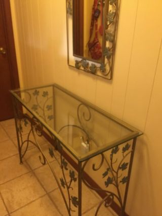 Glass Grape Vine Side Table With Matching Mirror