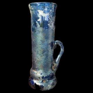 Very Rare Large Ancient Roman Blue Glass Vessel 1st Century A.  D.  (4)