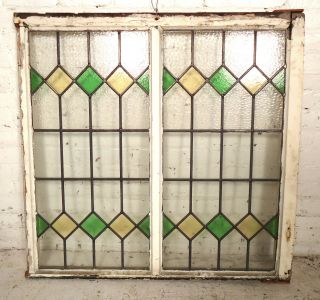 Large Antique Vintage Stained Glass Window (08077) Ns