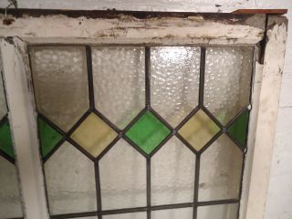 Large Antique Vintage Stained Glass Window (08077) NS 8