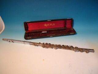 Antique E.  Rittershausen Silver Flute,  Cased With Serial 5960