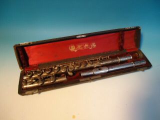 Antique E.  Rittershausen silver flute,  cased with serial 5960 3