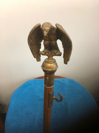 19th C Victorian Cast Brass Bronze American Eagle Antique G.  A.  R.  Flag Pole