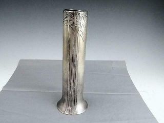 Heintz Metal Art Studio Vase - Silver On Bronze 9 " Arts And Crafts/art Deco