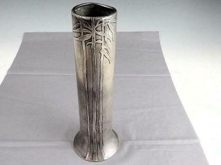 HEINTZ Metal Art Studio Vase - Silver on Bronze 9 
