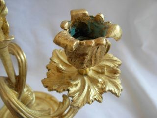 ANTIQUE FRENCH GILT BRONZE CANDLE HOLDERS,  LOUIS XV STYLE,  EARLY 20th 8