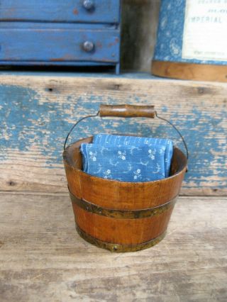 Very Small Early Antique Wood Bucket Pail Surface