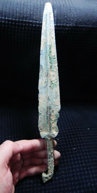 ZURQIEH - OVER 3000 YEARS OLD BRONZE SPEAR HEAD - 35 cm,  13 3/4 