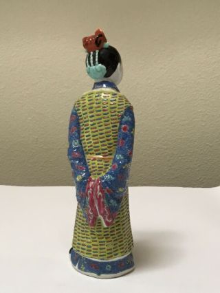 Vintage Chinese Porcelain Enameled Famille Rose Standing Figure Scholar Signed. 2