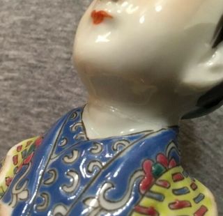 Vintage Chinese Porcelain Enameled Famille Rose Standing Figure Scholar Signed. 5