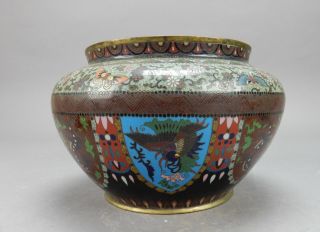 Gorgeous Antique Meji Period Japanese Cloisonne Vase/ Jardiniere 9 Inches