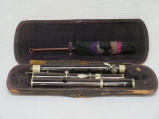 6 Key Antique Flute,  Cocus &/or Rosewood & German Silver With Case