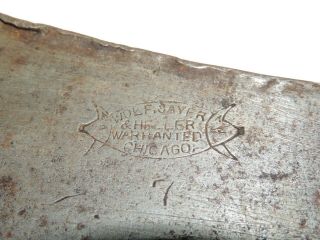 Antique Meat Cleaver Wolf Sayer Heller Chicago 7 Pigs Head 3