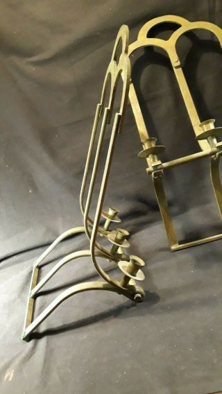 Large Bronzed Architectural Gothic ARCH Wrought Iron Candle Wall Sconces 6