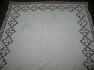 Antique Hardanger Lace Tablecloth - Vintage Norwegian Hardanger Lace - Tatted Lace