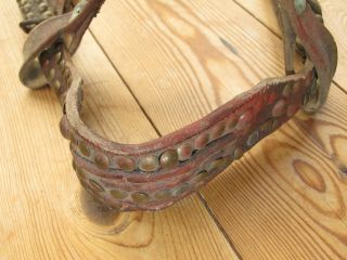 ANTIQUE BRIDLE / HEADSTALL with BIT,  BRASS TACKS,  STUDS and REINS. 11
